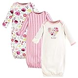 Touched by Nature Unisex Baby Organic Cotton Gowns, Botanical, 0-6 Months US