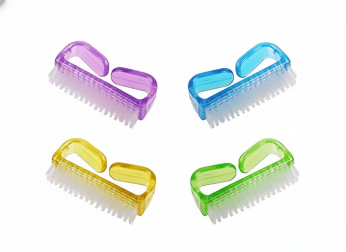 4 Pieces Handle Nail Brush Nail Hand Scrubbing Cleaning Brush (Small, Multicolor)-image-46