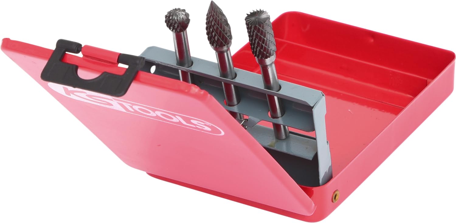 KS Tools 515.3203 HM Frässtift-Satz in Stahlblechkassette, 3-tlg.