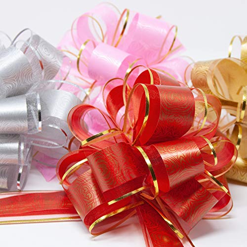 Oblique Unique® Geschenk Schleife mit Geschenkband Glänzend für Geschenke Tüten Zuckertüten zum Basteln Dekorieren Verzieren Weihnachten (Gold)