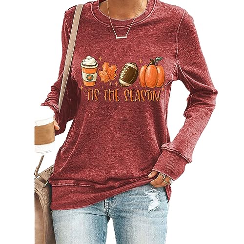 fiogomis Tis the Season Sweatshirt Tis the Season Football Shirt Game Day Sweatshirt Causal Football Sweatshirt Autumn Tee