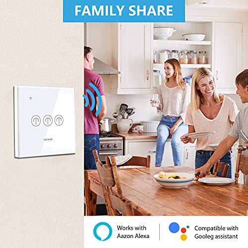 TEEKAR WLAN Alexa lichtschakelaar, voice app-control, smart lichtschakelaar, inbouw voor alle woningen, stille smart… - Image 8