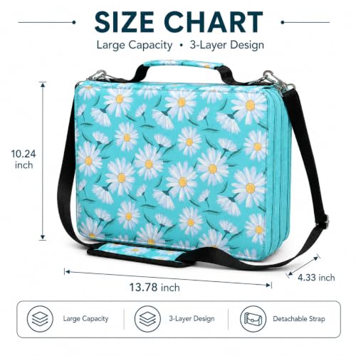 Image of 168-Slot Marker Organizer Bag, 3-Layer Case with Strap | 168-slot 3-layer marker bag in twill Oxford fabric with handle, detachable strap, smooth zipper for studio and outdoor use.