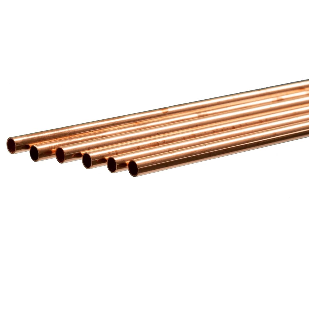 K&S Precision Metals 9513 tubo de cobre redondo, 7/32 pulgadas de diámetro exterior x 0.014 pulgadas de grosor de pared x 36 pulgadas de longitud, 6 unidades, fabricado en EE. UU.
