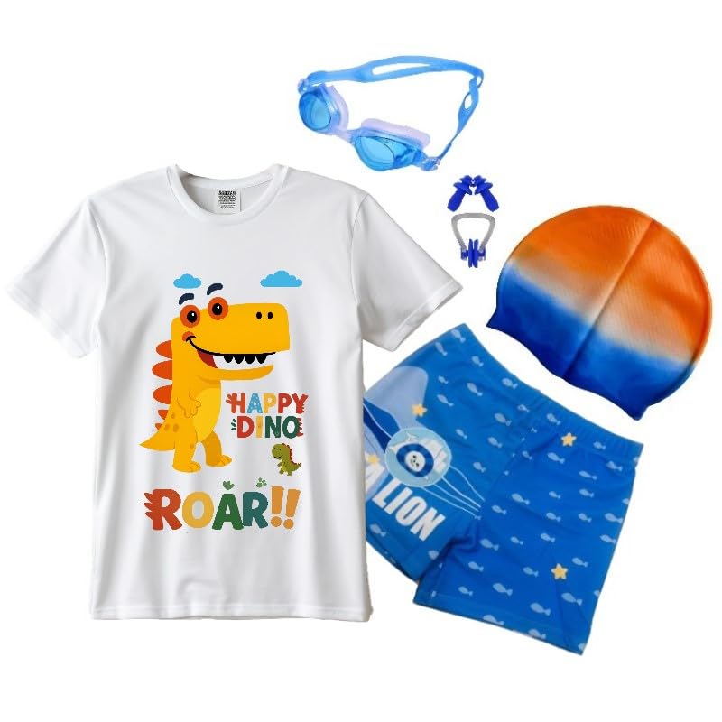 Alice Emporium Unisex Swimming Costume for Kids Boys and Girls (Print6, Trunk Design May Vary) (3-4 Years, Multicolor)