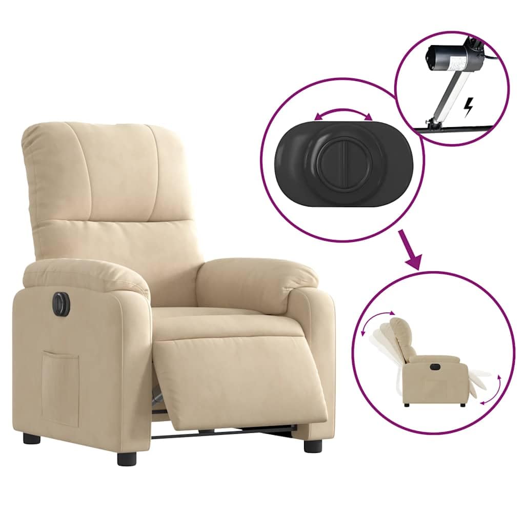 Sillón de relax con ayuda eléctrica para levantarse en tejido de microfibra, respaldo ajustable de 135 grados, bolsillo lateral y para personas de hasta 110 kg