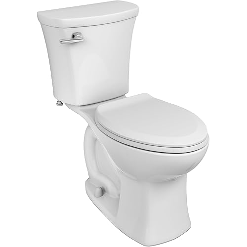 American Standard 608AA005.020 Edgemere Two-Piece Toilet with Slow-Close Seat and Wax Ring, Elongated Front, Left-Hand Flush, White, 1.28 gpf