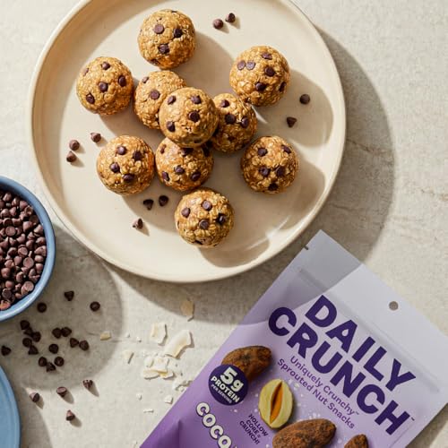 Image of Daily Crunch Sprouted Almonds and Dehydrated nuts for a Unique Crunch, Keto Friendly, Non-GMO Zero Seed Oils, Gluten Free 4oz (2 Pack, Cocoa & Sea Salt)