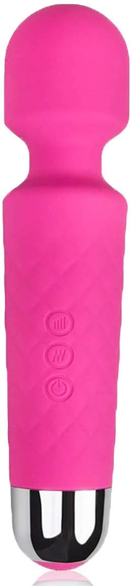 Wand Massager, Electric Massager, 8 Powerful Speeds and 20 Vibration Modes, USB Rechargeable Cordless Quiet Waterproof (Pink)