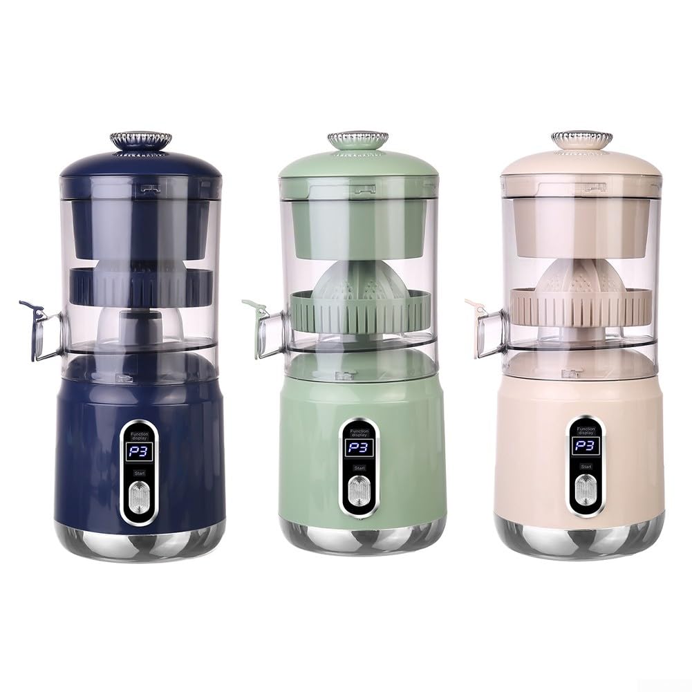 Presse-agrumes électrique avec écran LCD et fonctionnement, extraction rapide du jus à haut rendement, convient pour divers agrumes jusqu'à 110 mm de diamètre, design facile à nettoyer (bleu)