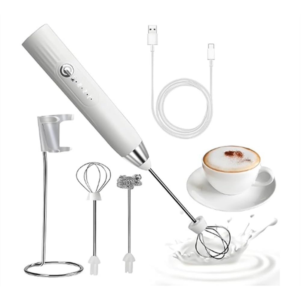 Aundhegrtt USB Rechargeable Electric Milk Frother, Wireless Handheld Coffee Blender, Food Mixer, Foamer, Egg Beater