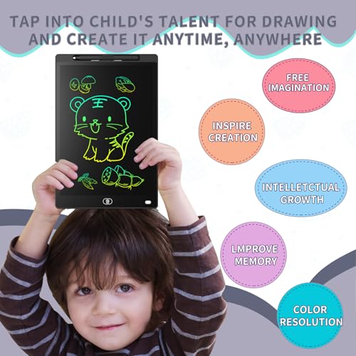 Image of [2 Pieces] 10 Inch LCD Colorful Writing Graphic Tablet, Erasable Drawing Board, Kids Gift, Graphic Board for Games for 3 4 5 6 7 Years (Black & White)