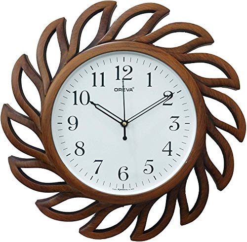 Oreva Plastic Wooden Look Designer Abstract Silent Wall Clock (35.8 x 35.8 x 4 cm, Wood)
