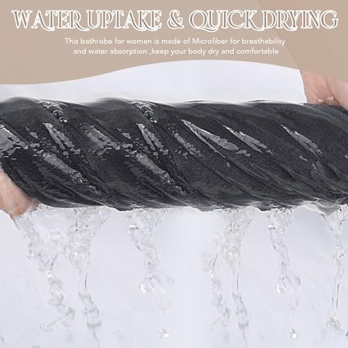 SINLAND Damen-Spa-Wickeltuch, Mikrofaser, leicht, Knielang, Duschtücher mit verstellbarem Verschluss, 71,1 x 137,2 cm, Grau – Ansicht 5