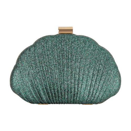 Image of Glitter Seashell Evening Clutch Purse Mini Chain Crossbody Bag Pu Leather Shell Pearl Shoulder Bag