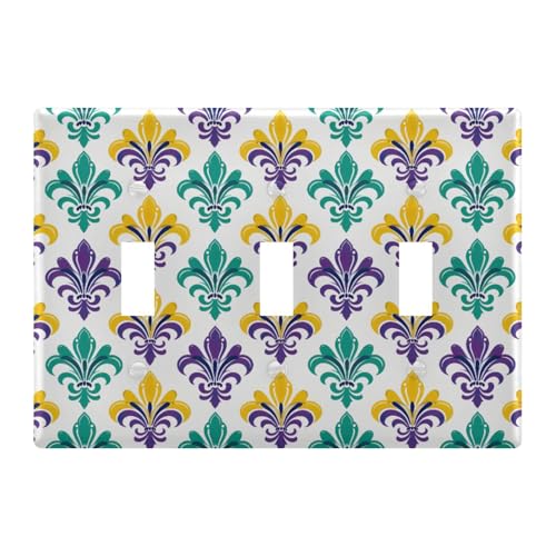 Light Switch Cover Mardi Gras Wall Plates for Electrical Outlets 3 Gang 202a8555