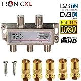 [page_title]-TronicXL 4fach Premium Koax Antennenverteiler HD 3D 4K Verteiler Weiche Splitter zb für DVBT DVBT2 DVBC SAT Unicable Kabelfernsehen Unitymedia Vodafone Kabel Deutschland Kabelfernseh 4er 4-Fach HDTV