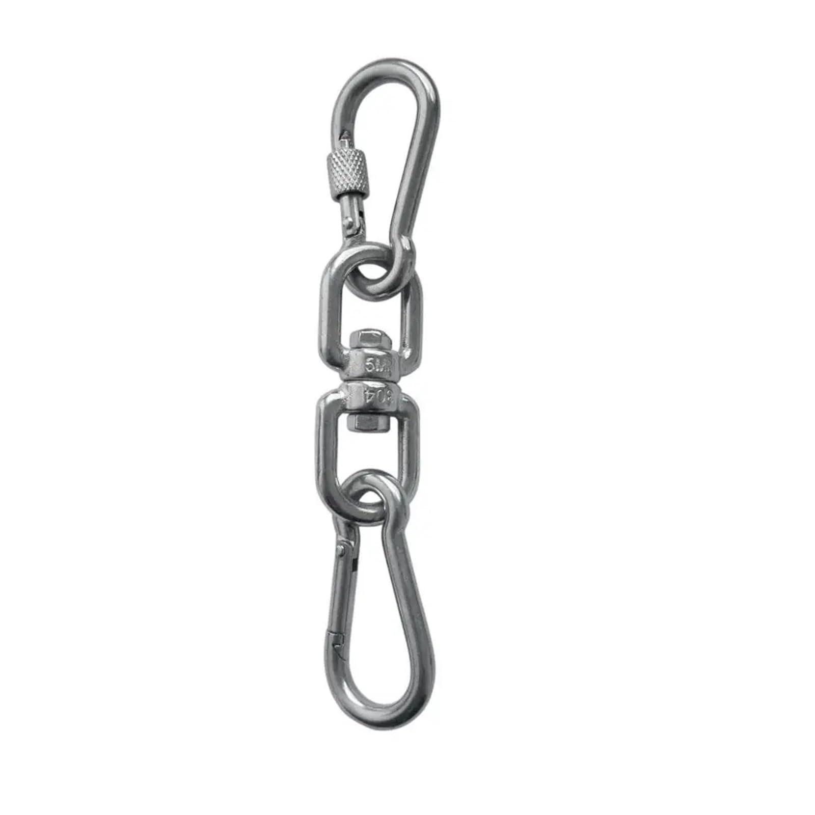 Gancho de ojo giratorio doble extremo acero inoxidable 304 y mosquetón seguridad gancho resorte conector anillo grillete Juego 3(M8)