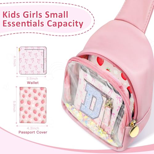 Image of COSHAYSOO Pink Toddler Little Girls Purse 2 3 4 5 6 7 Year Old Kids Sling Bag Initial Crossbody Pouch, Stylish Trending Practical Useful Birthday Christmas Valentines Graduation Gifts Letter D