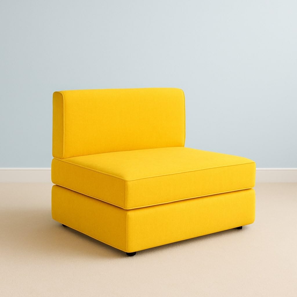 PU Foam Foldable 2-Seater Sofa Cum Bed | 36 Inch Width | Premium PU Foam | Space-Saving Convertible Furniture for Home & Office,Yellow-picture-13
