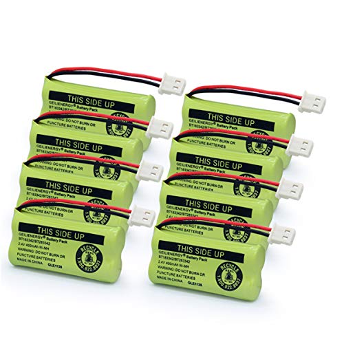 Geilienergy BT183342 BT283342 BT166342 BT266342 BT162342 BT262342 Battery Compatible VTech CS6114 CS6419 CS6719 at&T EL52300 CL80112 VTech CS6719-2 Cordless Handsets (Pack of 8)