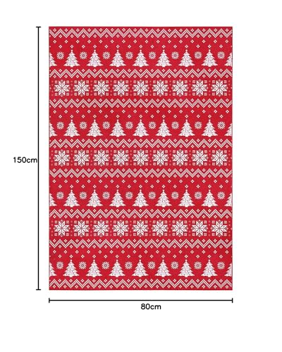 CAROMIO Rugs Christmas Holiday Area Rug Non-Slip Boho Accent Carpet Low Pile Floor Mat Carpet Rug Entrance Door Mat Indoor Outdoor for Hallway Kitchen Living Room 80 * 150 cm - Image 2