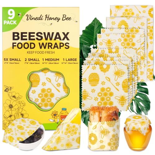 Reusable Beeswax Food Wraps 9 Pack - Assorted Sizes