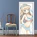 DNFurniture 3D Door Sticker Home Decoration,Anime Cute Cartoon Girl Princess Blue Bikini Porn 77X200Cm Door Wall Paper Mural, Pvc Waterproof Self-Adhesive Door Murals Wallpaper Art Decorative Wall Dec