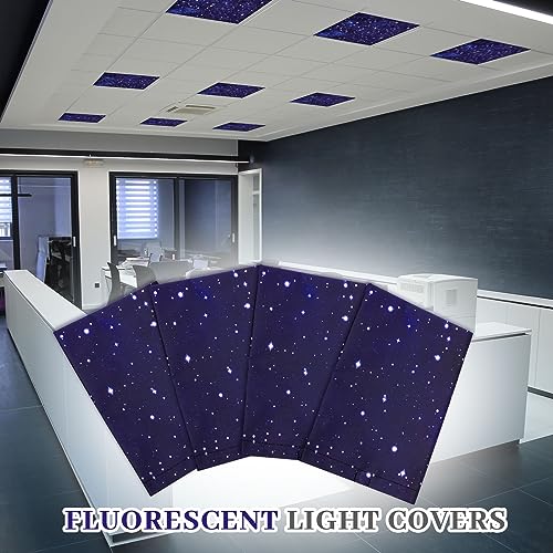 Image of VIHOSE 4 Pcs 2 x 2 Feet Fluorescent Light Covers for Ceiling Lights Classroom Magnetic Light Filters for Reducing Harsh Glare Flicker for Office Classroom Home Drop Ceiling(Starry)