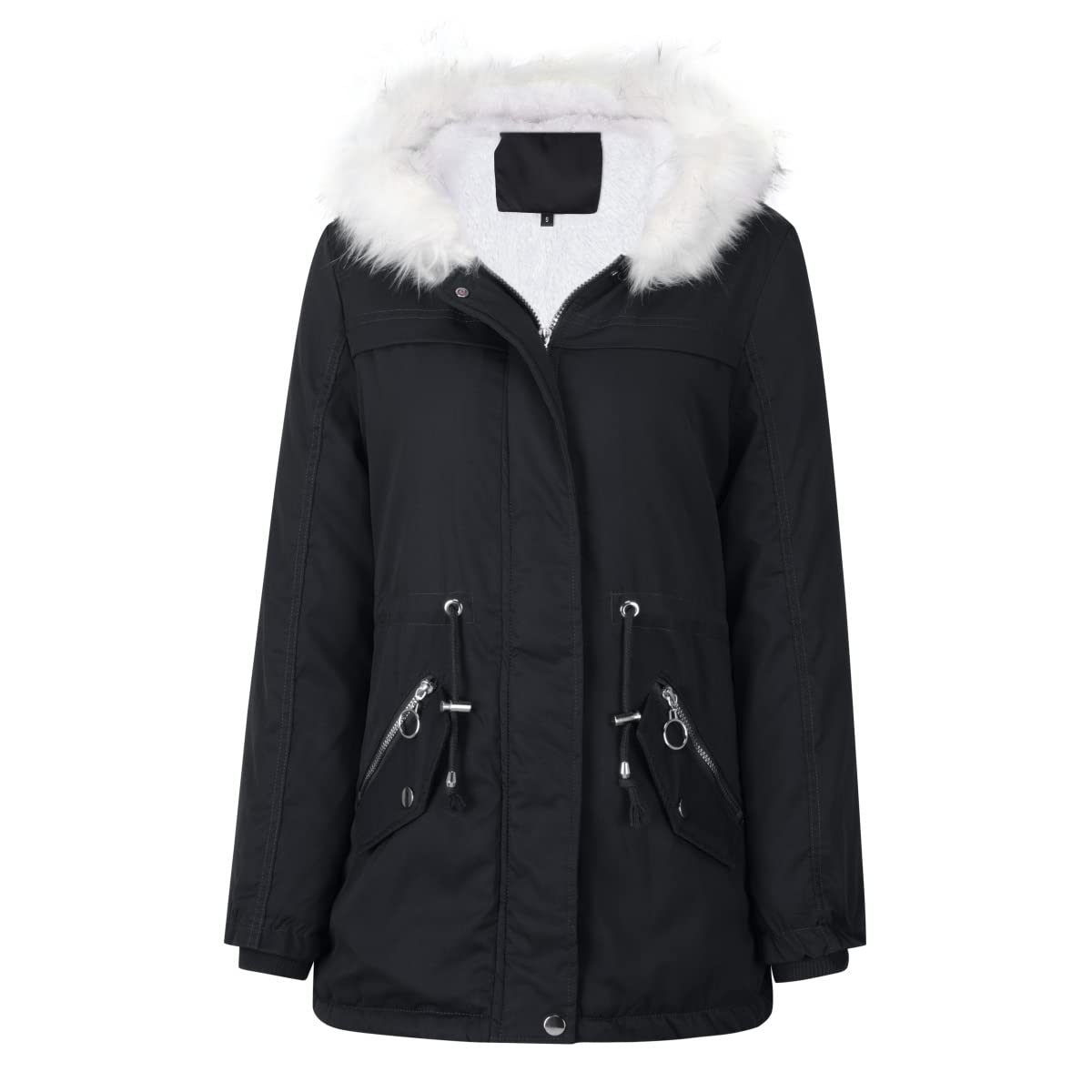 YYNUDA Winterparka Damen Lang Wintermantel Fell Kapuze Outdoor