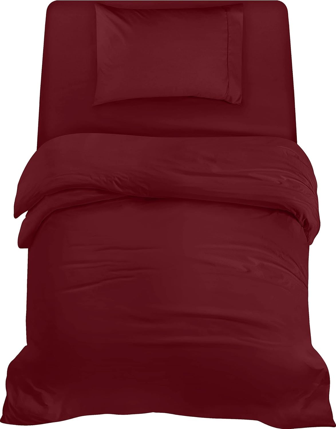 Utopia Bedding 3 Piece Single Bedding Set - Pack of 10 - Duvet Cover, Fitted Sheet with Pillow case - Soft Brushed Microfiber Polyester (Burgundy)