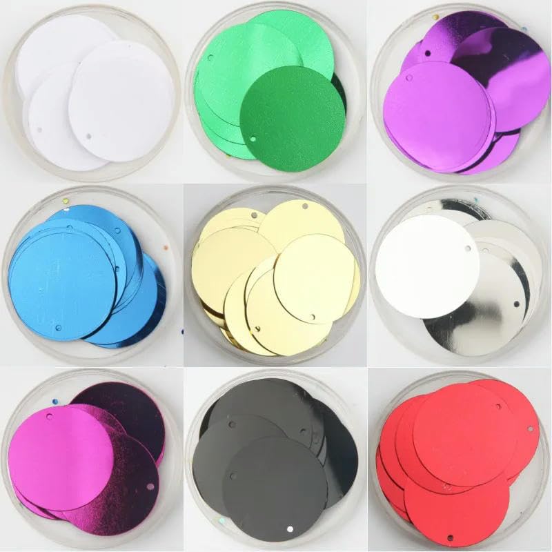 Lentejuelas planas for manualidades, 500 g, 30 mm, 40 mm, 50 mm, redondas grandes, con 1 agujero lateral, accesorios de costura manual.(Ab Pink,30mm)