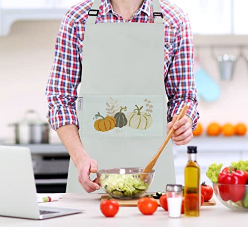 Ruvanti Aprons For Men 1 Pack - Adjustable Cotton Enriched Thicker Waterdrop Resistant With 2 Pockets Cooking Kitchen Workshop Apron For Women Men Chef Xxl Plus Size Long Lasting - Light Green #TOP4