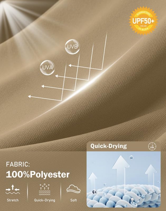 Pudolla Men's Long Sleeve Golf Polo Shirt UPF 50+ Lightweight Sun Protection Cool SPF Hiking Shirts for Men - Image 4