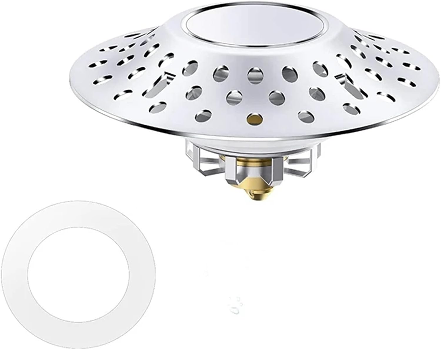Bathtub Stopper with Drain Hair Catcher, Bathroom Tub Stopper with Dual Filtration Design,for 1.6-2.0 Inch Hole, Silver