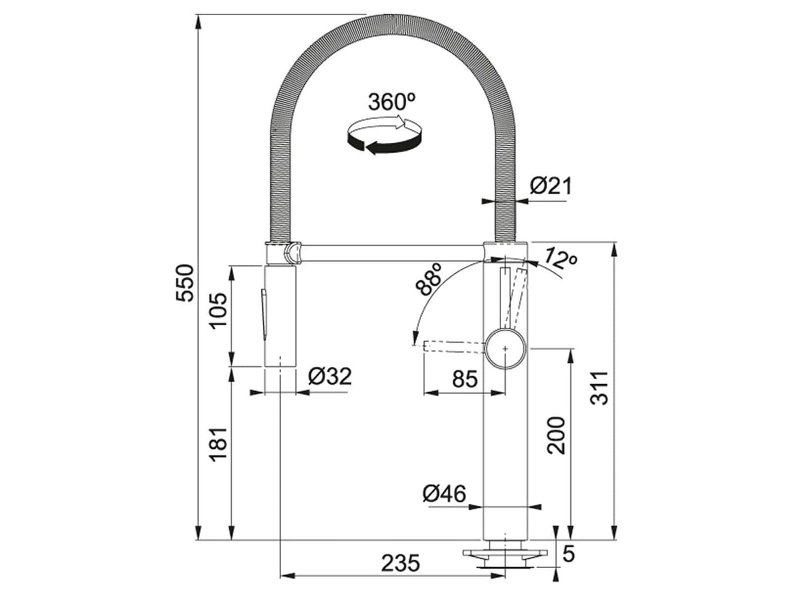 Franke PESCARA XL SEMI-PRO 115.0472.959 armatura do zlewozmywaka, stal szlachetna