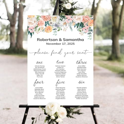 Personalized Wedding Seating Chart, Eucalyptus Floral Background, Party Decoration, Accessories