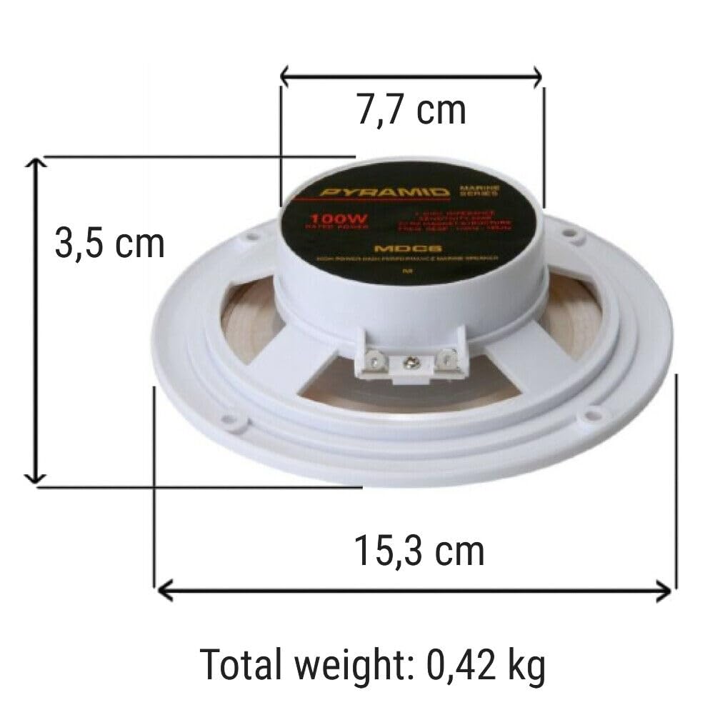 2 speakers PYRAMID MDC6 dual cone speaker white 50 watt rms 100 watt