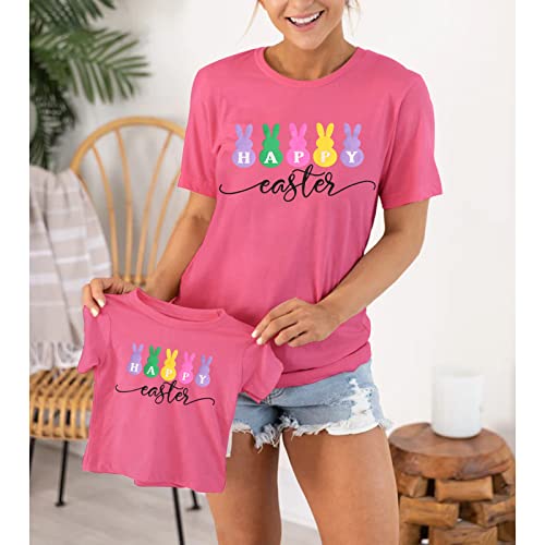 Happy Easter Shirts for Women Kids Bunny Family Matching Outfits Toddler Boys Girls Summer Short Sleeve Tee Top3