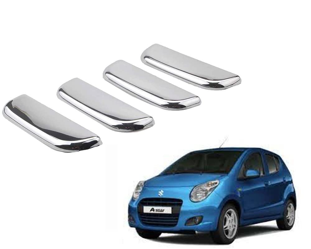 Auto E-Shopping Car Handle Latch Cover Scratch Guard Chrome Finish Front Rear Compatible for Maruti A-Star All Models Set of 4 Pieces