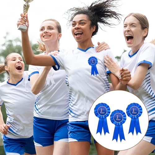 3 Pcs 1st Place Ribbon Award Rosette Ribbons Blue Winner Victory Prize Ribbon Grand Prize Award Honorable Medal Ribbons for Classroom Competition Sports Events