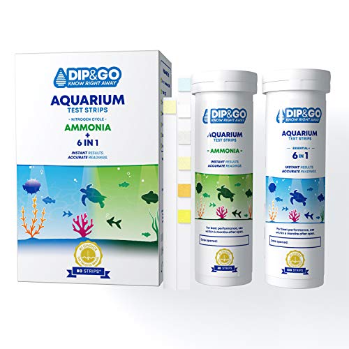 DIP & GO Aquarium Test Strips. Aquarium Water Test Kit and Ammonia Test Kit for Aquarium. Range-Guided and Easy-to-Read, Color Corrected Results. Aquarium Test. (Ammonia & 6-in-1 Combo)