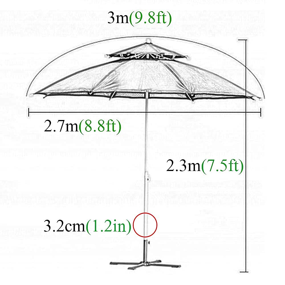 Parasol ogrodowy,2.5m 3m parasole ogrodowe duże na zewnątrz, parasol plażowy z podwójnym wierzchołkiem, parasol patio z pochyleniem, oddychająca ochrona przed słońcem