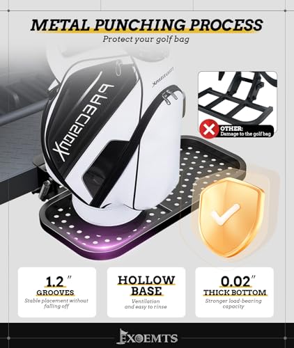 Universal Foldable Golf Cart Rear Seat Bag Holder, Upgraded Golf Cart Rear Seat Bag Rack for EZGO Club Car Yamaha, Fits Safety Grip Bar Maximum 8'' Wide, Preinstalled, Space-Saving, No-Drill