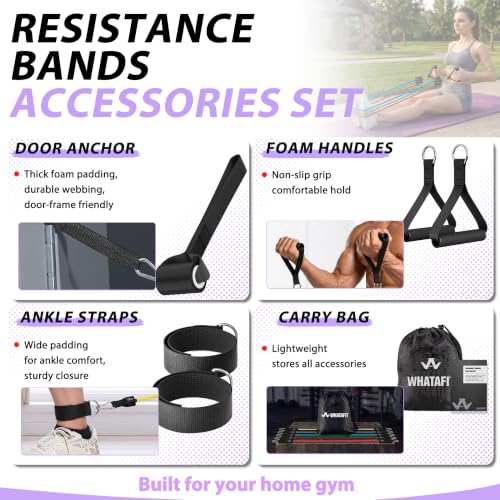 Image of WHATAFIT Resistance Bands, Exercise Bands,Resistance Bands for Working Out, Work Out Bands with Handles for Men and Women Fitness, Strength Training Home Gym Equipment