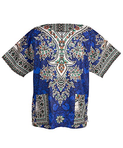 Lofbaz Robe Chemise Unisexe Africaine Traditionnelle Imprimé Dashiki Hippy M Ethnique Bleu foncé Cover