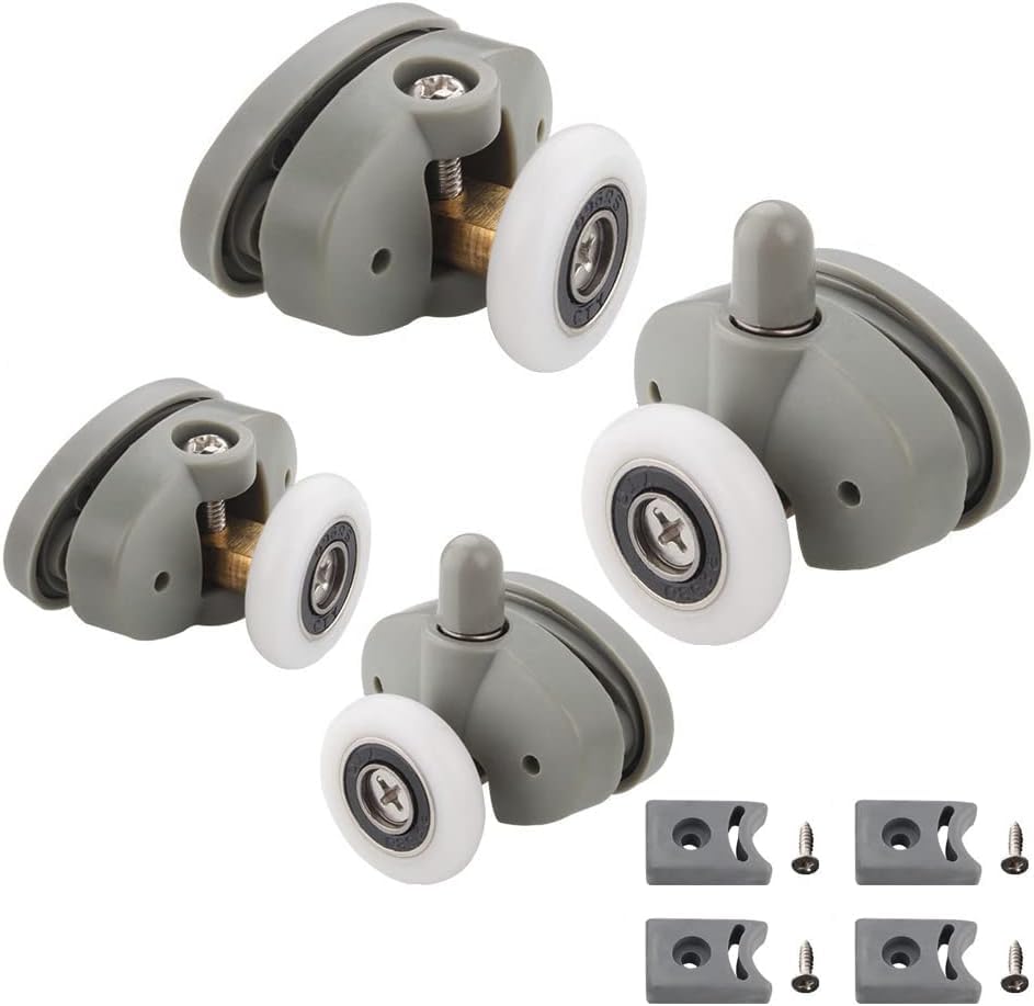 Juego de 4 rodillos de 23 mm para mampara de ducha con raíles y ruedas de 27 mm (distancia de 23 mm a 27 mm)