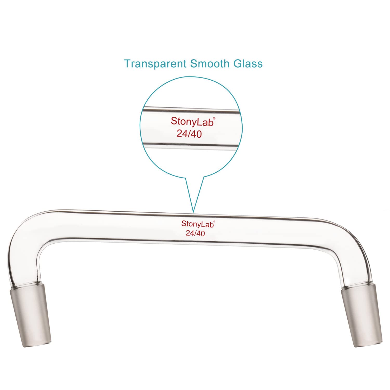 stonylab Adaptateur de Distillation en Verre, Adaptateur de Chimie Courbé en Verre Borosilicaté à 75 Degrés et 105 Degrés avec Joints Intérieurs 24/40 Cône Standard, Longueur 200 mm