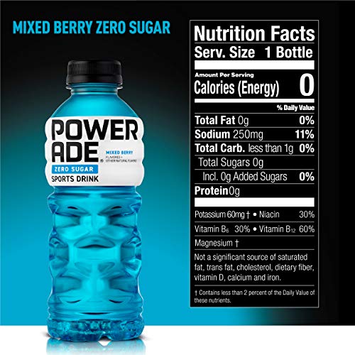 Powerade Zero, Zero Calorie Electrolyte Enhanced Sports Drinks, Mixed Berry, 20 Fl Oz, 8 Pack #TOP6