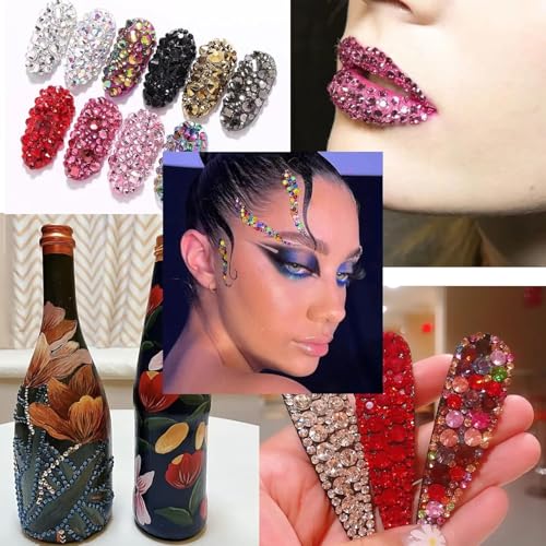 Image of NOOEPC Face Gems Hair Gems,Self Adhesive Face Gems Rhinestones, Face Jewels Diamonds Sticky Gems for Makeup Hair Crafts Halloween Decorations